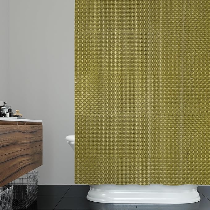 ggaimwf 72x72 Inch Solid Color Shower Curtain for Bathroom Waffle Bath Water Resistant Fabric Curtains Olive Modern Thick Shower Stall Curtain with Metal Hooks