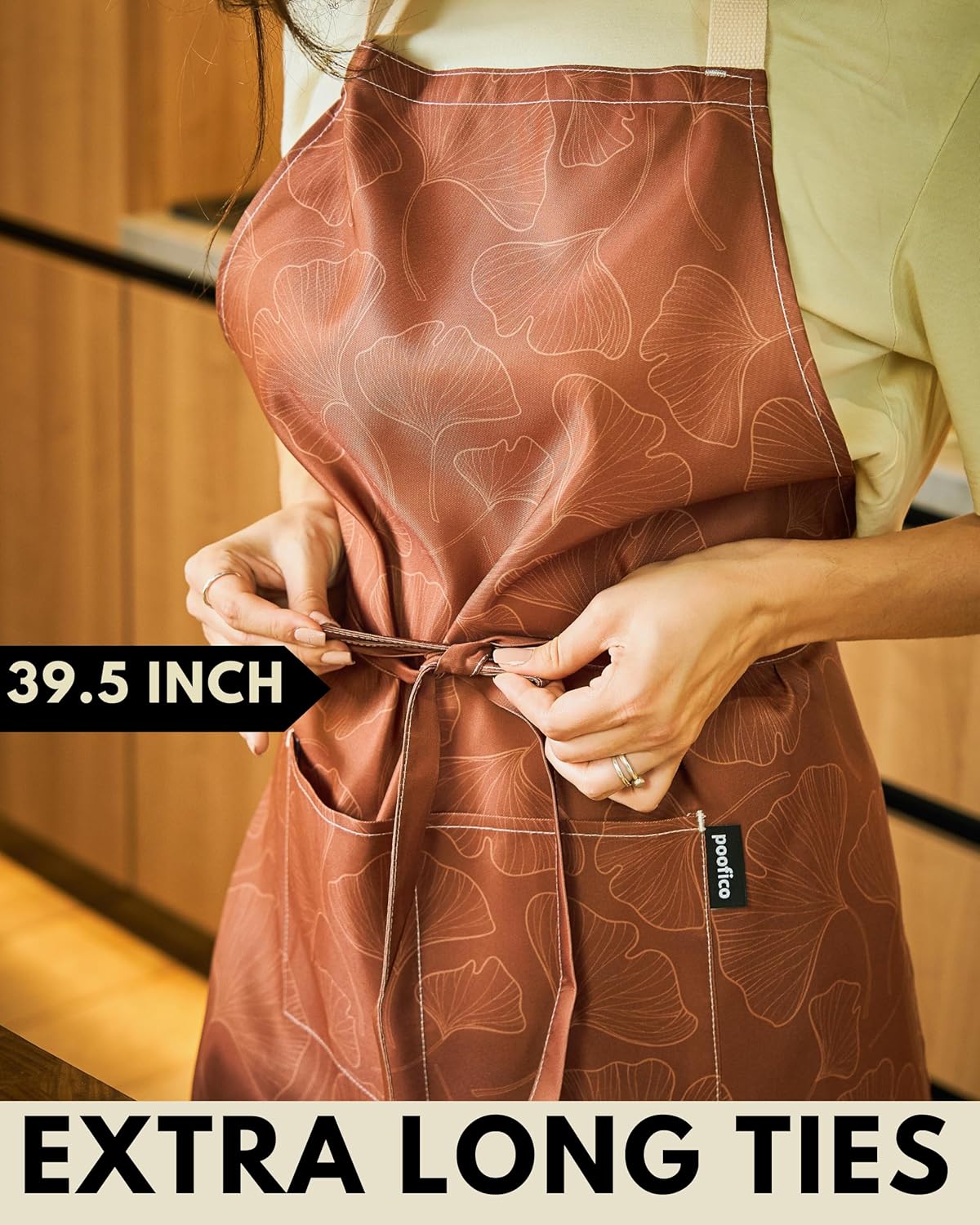 Premium Adjustable Cooking Aprons for Women with Pockets| Poly-Cotton Waterproof Kitchen Apron| Cute Floral Design, Long Ties