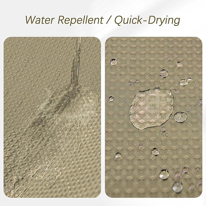 84 inch Long Shower Curtain Waffle Textured Fabric Shower Curtains, 256GSM Heavy Duty Weighted Shower Curtains, Hotel Quality Luxury Polyester Bathroom Curtain with 12 Hooks, 72Wx84H
