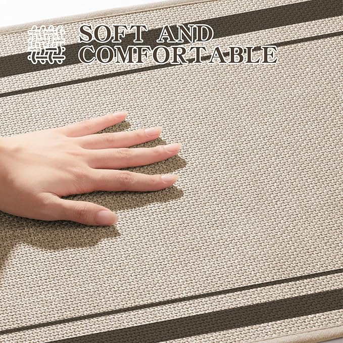 chakme Bathroom Rugs Mat 47x24, Ultra Thin Non Slip Bath Mat Large Quick Dry Absorbent Bath Mat for Bathroom Floor, (Light Beige, 47"x24")