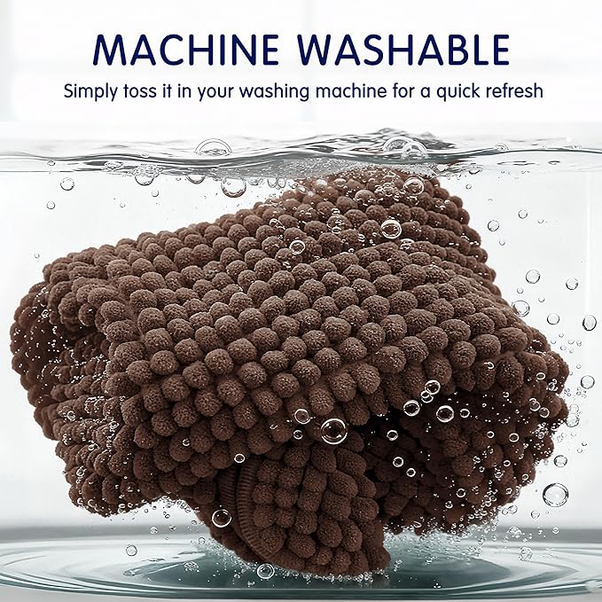 SUBRTEX Bathroom Rugs, 24" x 60" Chenille Bath Rug Soft Short Plush Bath Mat Soft Shower Mat Water Absorbent Shower Mat Quick Dry Machine Washable, Chocolate
