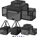 Top and 2 Sides Expandable Cat Carrier 18x11x11, TSA Airline Approved Dog Carriers for Medium Dogs, Soft-Sided Pet Carrier with Self-Locking Zippers for Kitten,Rabbit, Puppy, Guinea Pig Black