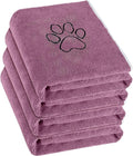 Chumia 4 Pack Dog Towels for Drying Large Microfiber Grooming Tools Absorbent Soft Bath Supplies with Embroidered Paw for Small Medium Pet Products(30 x 50 Inch,Purple)