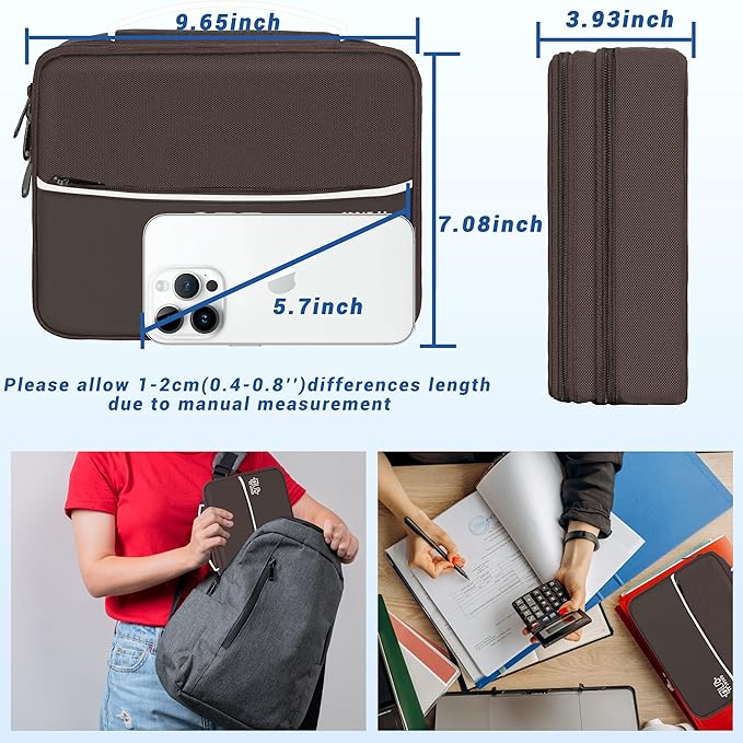 Electronics Organizer,Travel Cord Organizer Pouch, Portable Cable Organizer Bags, Waterproof Electronic Accessories Storage Case for Cables, Cords, Charger, Phone (Double Layer-Brown)