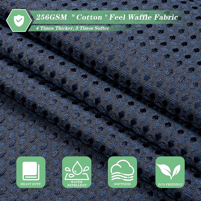meioro Navy Blue Shower Curtain, Waffle Weave 256GSM Heavy Duty Textured Fabric Shower Curtains for Bathroom Hotel Spa, Luxury Weighted Polyester Cloth Bath Curtain Set with 12 Hooks, 72Wx78H