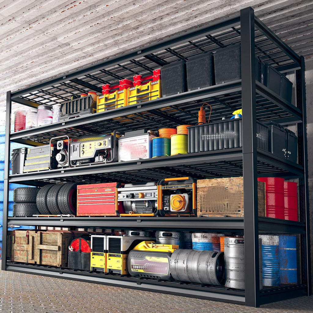 REIBII 60" W Garage Shelving Heavy Duty Metal Shelving 3000LBS Storage Shelves Adjustable Metal Shelves for Storage Industrial 5 Tier Garage Shelves for Warehouse Basement Pantry 60"W x 24"D x 72"H