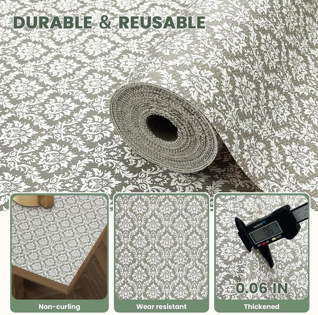 Drawer Liner and Shelf Liner for Kitchen Cabinet Liner Non-Adhesive Non-Slip Shelf Paper, Thick Strong Grip Waterproof Easy to Clean for Shelves, Cupboard, Desks, Baroque Pattern, 12 in x 10 FT