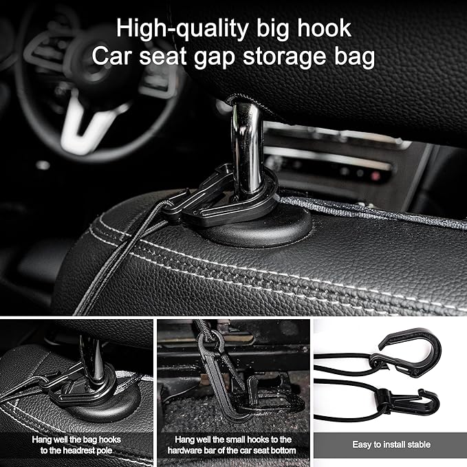 3-Layer Car Mesh Organizer Storage Bag Between Front Seats Kid Dog Pet Net Barrier Car Net Pocket Elastic Tissue Purse Holder Netting Pouch for SUV, Truck, Van 15.7" x 13.7"