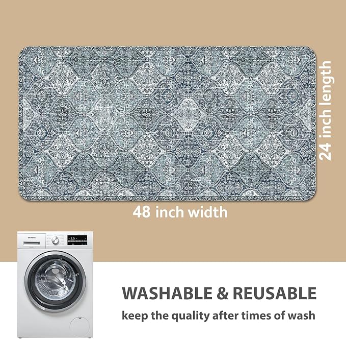 nunubaby Washable Pee Pads for Dogs, Stylish, Non-Slip and Leak-Proof Pee Pads. Reusable Potty Pads for Dogs for Crates and Floors.(Blue/Multi, 24" x48" )