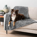 PetAmi Dog Blanket for Large Medium Dogs Grey, Fluffy Soft Puppy Blanket, Sherpa Fleece Cat Blanket for Kitten Doggie, Calming Pet Blanket Throw for Bed Washable Sofa Couch Cover, Large 40x60