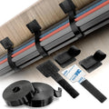 Cable Management Kit – 40 Self-Adhesive Hook and Loop Ties with 2 Extension Straps – Made with 3M Tape, Back-Sticky Cord Organizer for Under Desk, Wall, Home, Office – Adjustable Wire Holders (Black)
