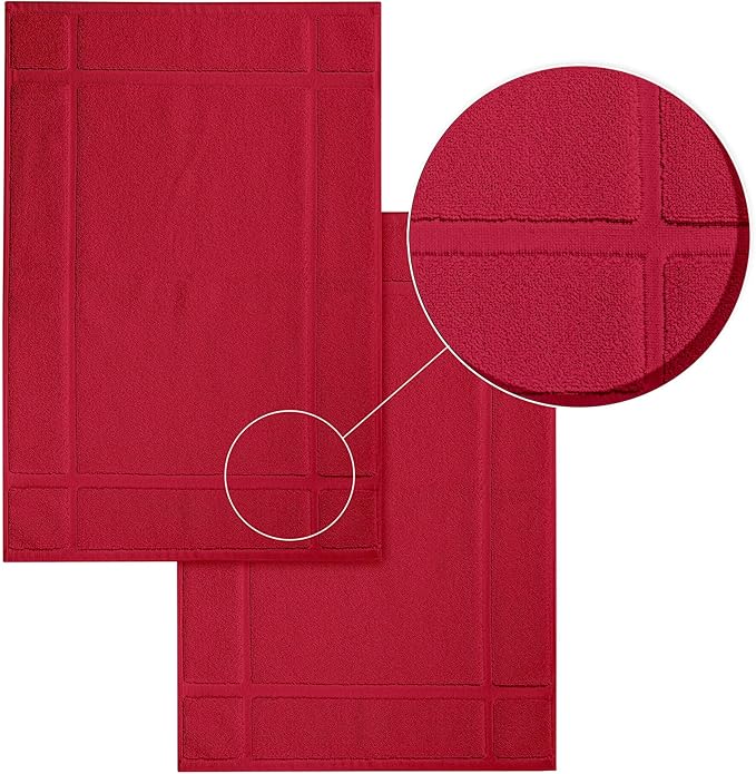 Ample Decor Bath Mats 100% Cotton 24 X 17 Inches, Oeko Tex Certified 1350 GSM Solid Construction Thick & Plush, Super Absorbent for Bathroom Floor, Shower – Christmas Red