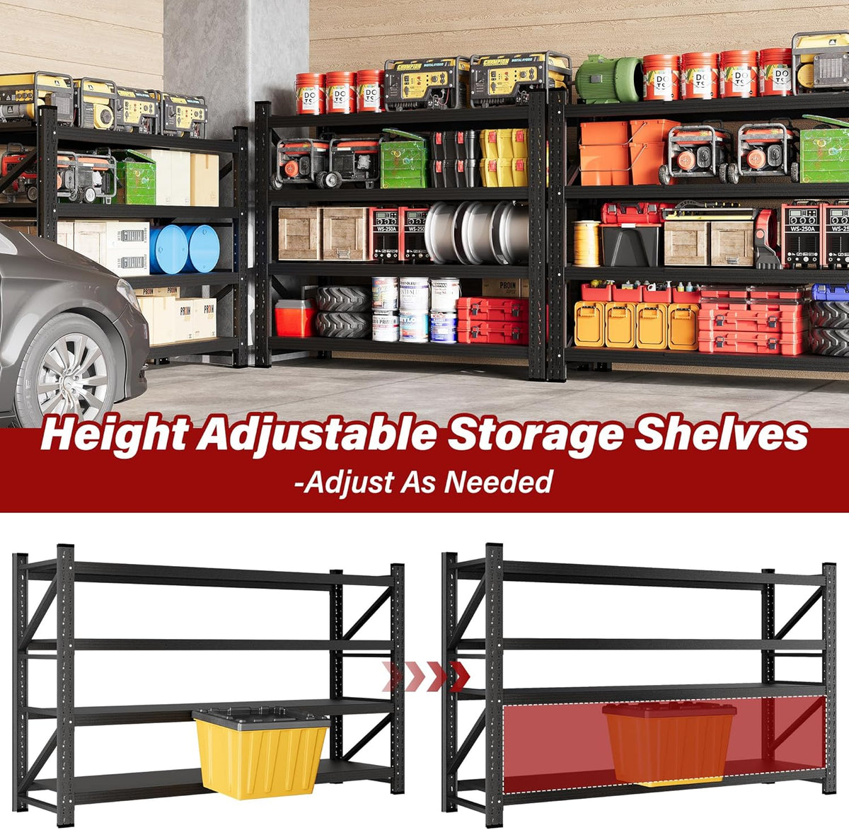 2000LBS Heavy Duty Garage Shelving Units,40" Wide & Deep Storage Shelves,Metal Garage Shelves,Large Storage Rack,Steel Shelf,Industrial Shelving for Shop,Warehouse,Basement,40" W x 20" D x 60" H