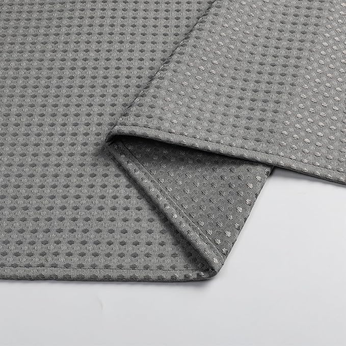 meioro Grey Shower Curtain, Waffle Weave 256GSM Heavy Duty Textured Fabric Shower Curtains for Bathroom Hotel Spa, Luxury Weighted Polyester Cloth Bath Curtain Set with 12 Hooks, 72Wx96H