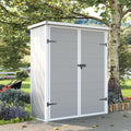 UDPATIO 38 Cu.ft Vertical Storage Shed, 4.3 ft x 5.6 ft Resin Outdoor Shed Waterproof Plastic Storage Cabinet for Garden, Backyard, Lawn, Grey