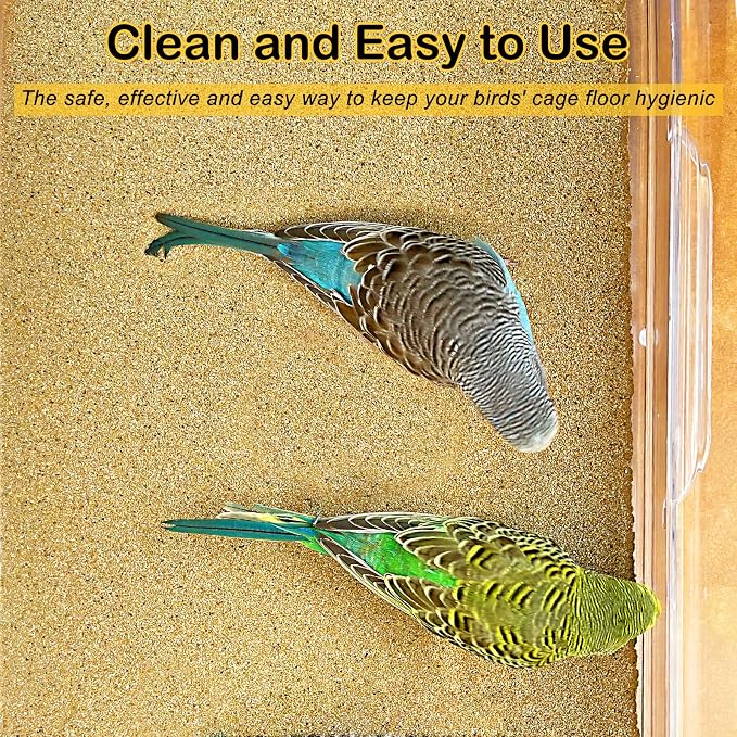 S&X Bird Cage Liners 15 x 11in, 30-Pack, Gravel Paper Sheets | Thick, flat gravel paper eases cleanup, gritty surface helps trim claws and beaks, pre-cut for common cage trays
