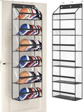 AOODA Clear Over The Door Hat Racks for Baseball Caps, Large Holds up to 72 Caps Hat Storage Organizer for Closet Wall, Deep Pockets Hanging Hat Holder with 3 Hooks, Black