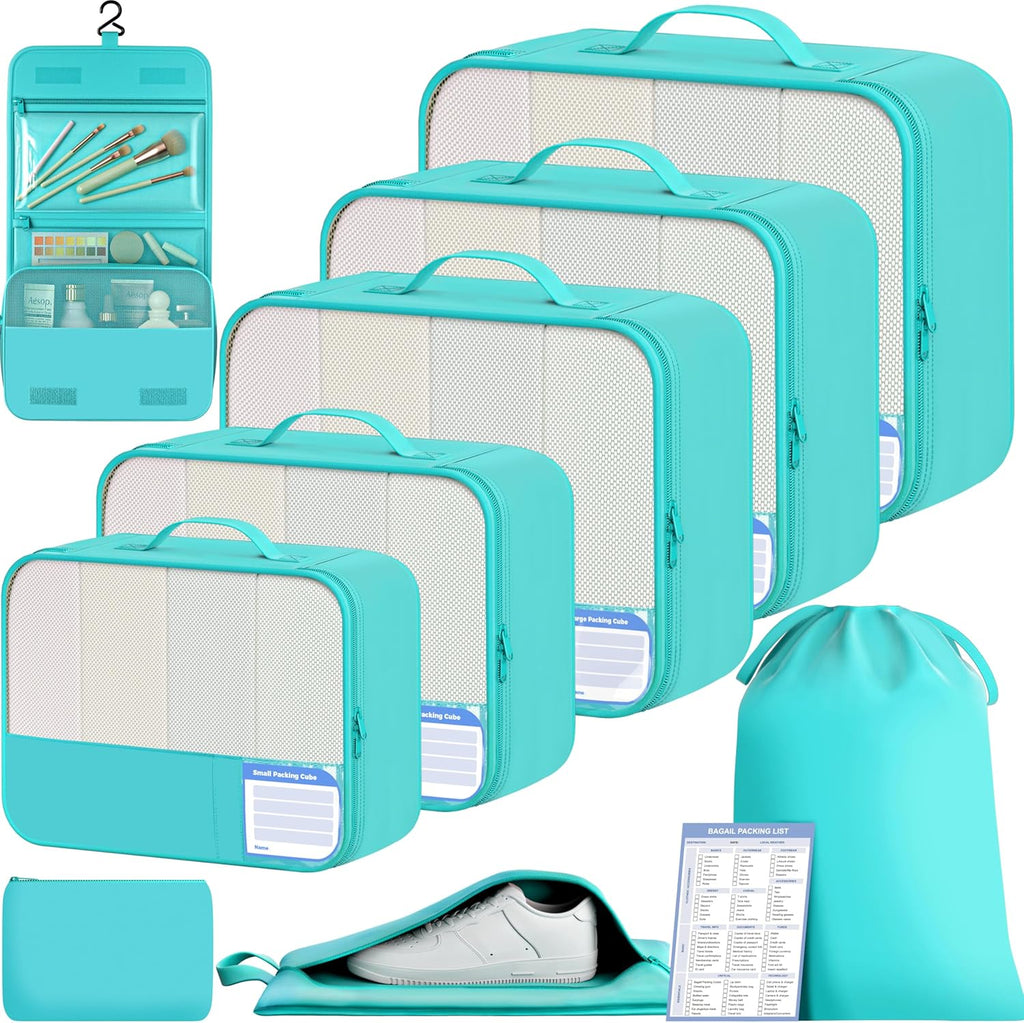 BAGAIL 9 Set Packing Cubes Luggage Packing Organizers for Travel Accessories