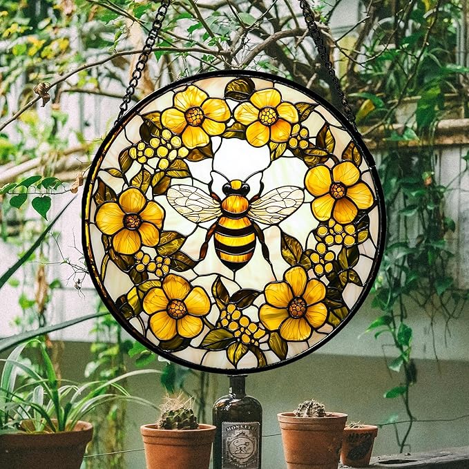 AMDERVEN Stained Glass Window Hanging