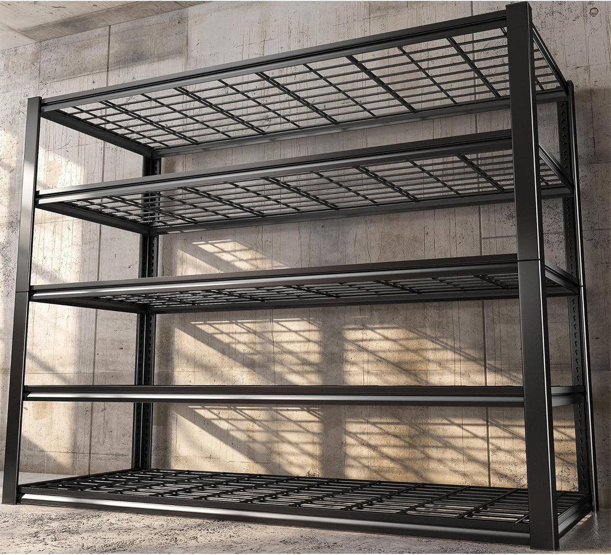 REIBII 48.2''W Garage Shelving Heavy Duty Metal Shelving 3000LBS Storage Shelves Adjustable Metal Shelves 5 Tier Garage Shelf for Basement Pantry Warehouse Supermarket 48.2" W x 24.2" D x 72.2" H