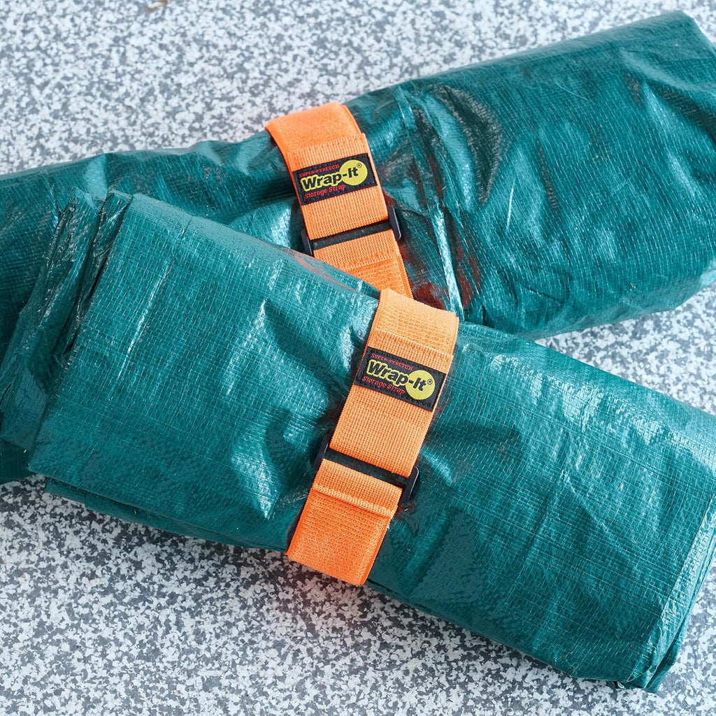 Super-Stretch Wrap-It Storage Straps - (6) 18" Orange - Elastic Hook and Loop Cinch Straps - Extension Cord Organizer, Hose and Cables Straps, Cord Wrap, Cord Keeper, Garage and RV Storage Accessories