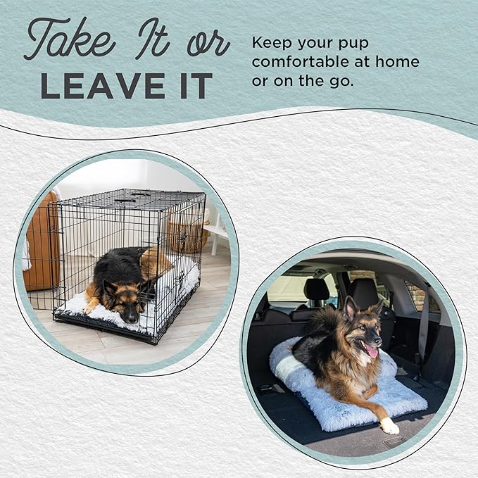 Best Friends by Sheri Nap Mat Dog Bed with Bolster - Washable Crate Pad, Removable Cover, Frost, Large, 36x21