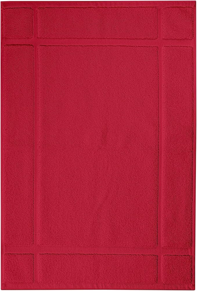 Ample Decor Bath Mats 100% Cotton 24 X 17 Inches, Oeko Tex Certified 1350 GSM Solid Construction Thick & Plush, Super Absorbent for Bathroom Floor, Shower – Christmas Red