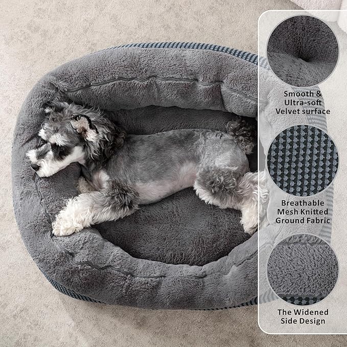 INVENHO Large Dog Beds Large Sized Dog Washable, Orthopedic Warming Soft Sleeping Puppy Bed Durable Pet Bed with Anti-Slip Bottom L(35"x25"x10")