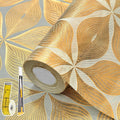 3D Drawer and Shelf Liner for Kitchen Cabinet: 17 in X 30 Ft Waterproof Shelf Paper Non Adhesive Refrigerator Liners Golden Leaf Easy Liners for Bathroom with Knife Tape Measure