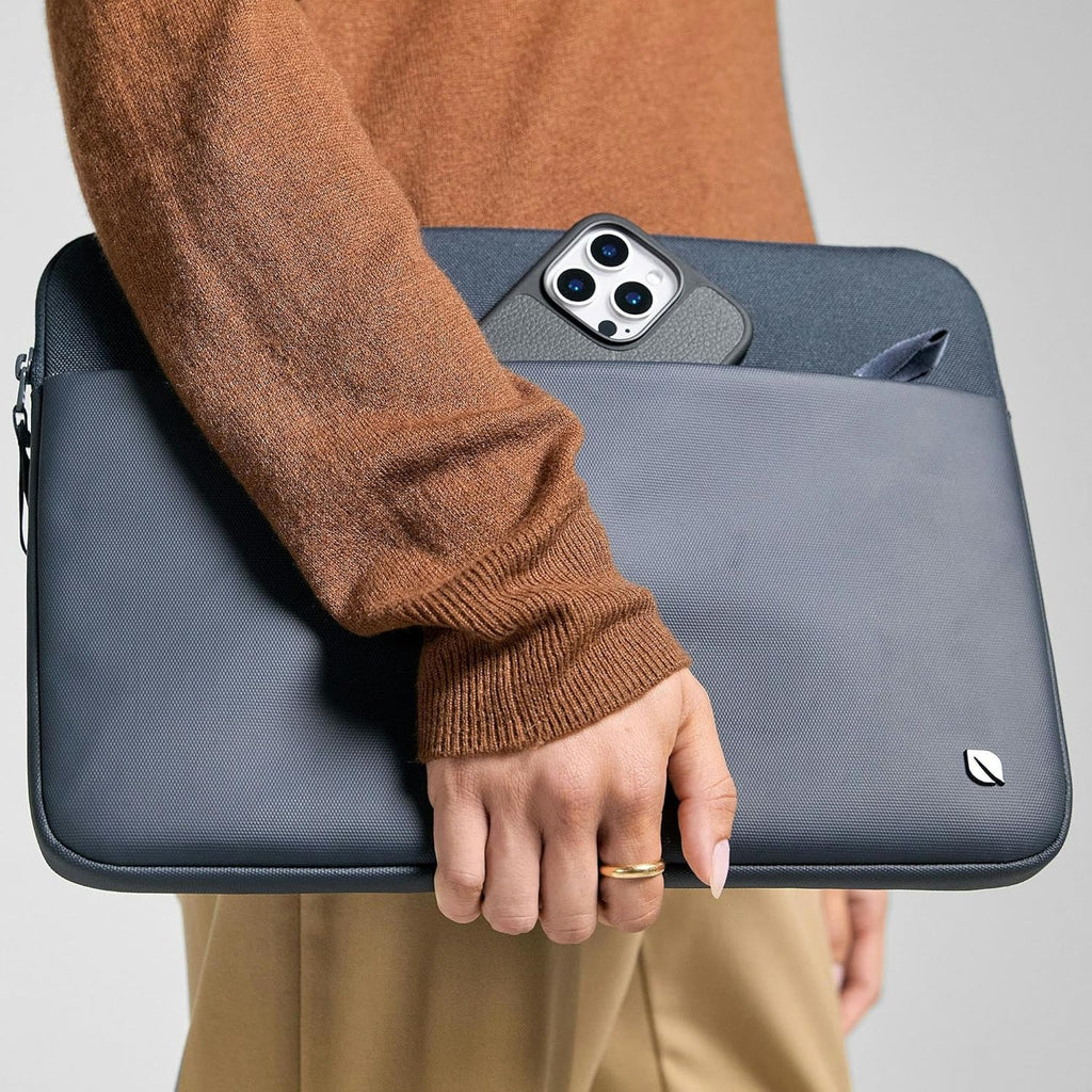 Incase A.R.C. Laptop Sleeve 14 Inch – MacBook Case with Faux Fur Lining, External Pocket – Fits MacBook Pro Air Lenovo Dell HP – Laptop Cover, Computer Case - Travel, Work, College - Navy