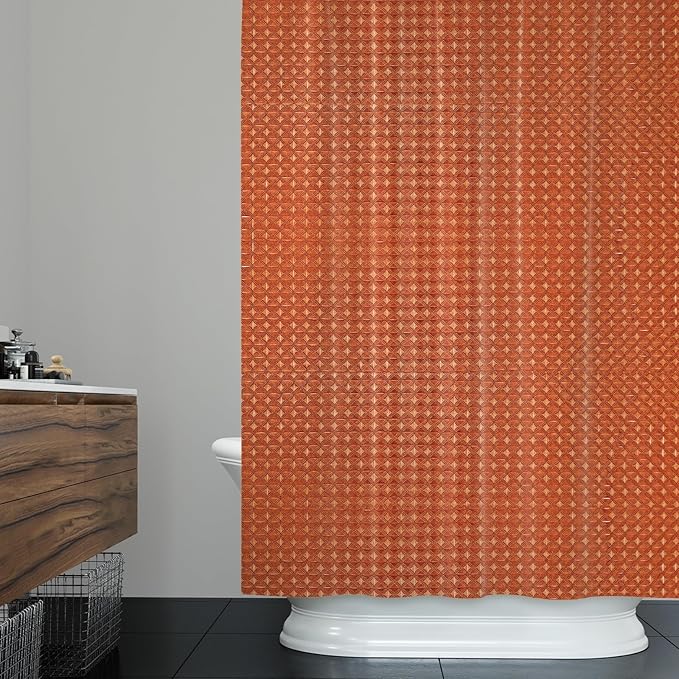 ggaimwf 72x84 Inch Solid Color Shower Curtain for Bathroom Waffle Bath Water Resistant Fabric Curtains Rust Modern Thick Shower Stall Curtain with Metal Hooks