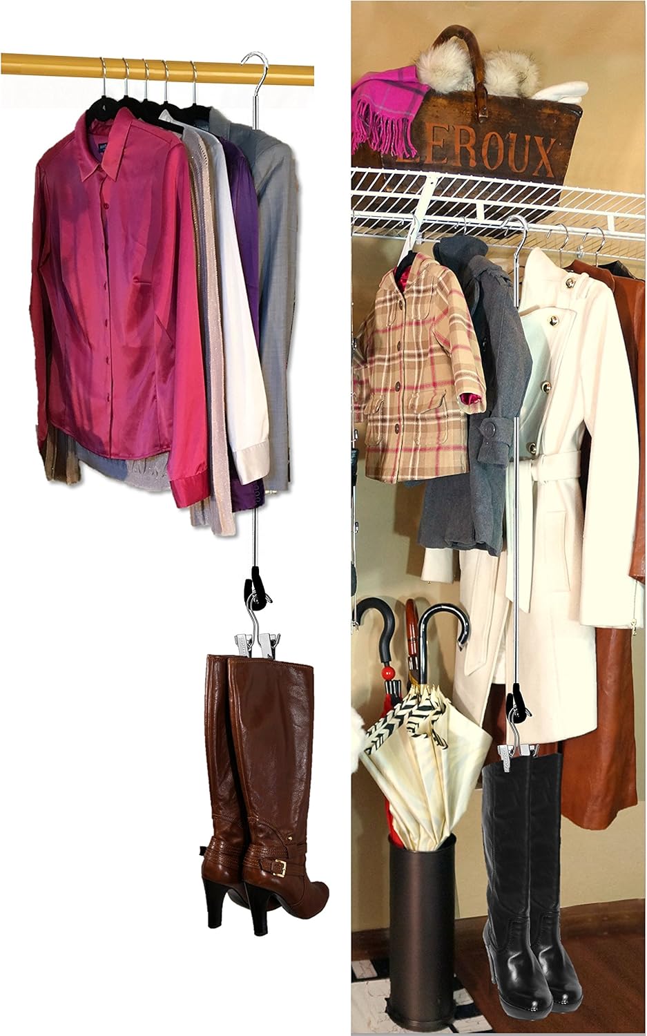 Boottique Boot Organizer: The Rack That Hangs, Holds, Shapes, & Protects Every Size and Style (With Hangers and 3 Extender Rods)