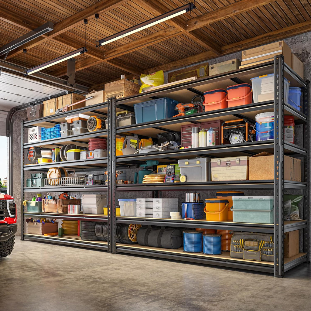 83.8" H Garage Shelving 59.8" W Metal Shelving 3000LBS Storage Shelves Heavy Duty Garage Shelves Adjustable Metal Shelf for Basement Warehouse Pantry 59.8" W x 24" D x 83.8" H