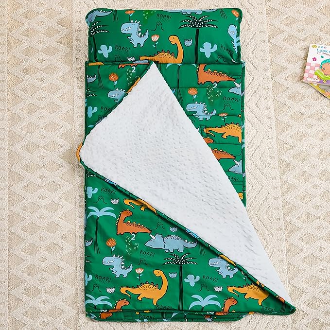 DJY Toddler Nap Mat,Kid Slumber Bag with Removable Pillow & Minky Blanket,Soft Sleeping Mat Perfect for Daycare,Preschool,Kindergarten,Travel