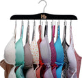 Large Bra Hanger and Bra Organizer for Closet – Tank Top Hanger Space Saving for House, Dorm, Apartment - Foldable Wooden for Closet Organizer– with 20 Hook - Lotus Wood, Black, 1 Pack