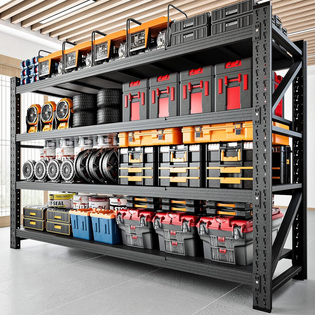 5000LBS Storage Shelves,60" W Garage Shelving Heavy Duty Metal Adjustable Garage Shelves, Shelving Units Industrial Shelving for Warehouse,60" W x 24" D x 70" H,Black
