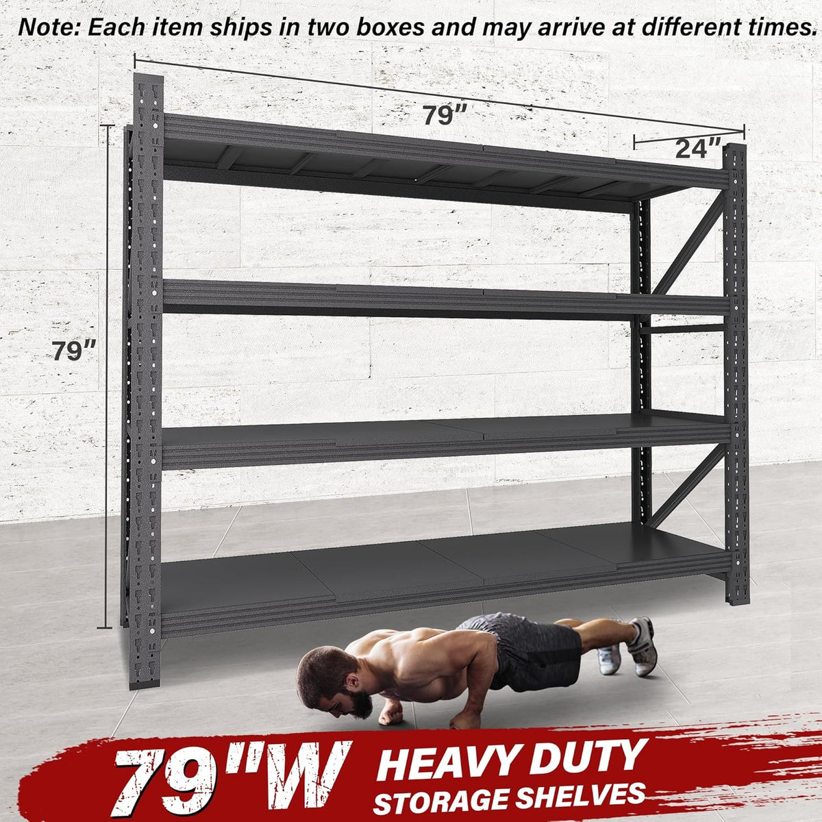 7000LBS Heavy Duty Garage Shelving Units,79" Wide & Deep Storage Shelves,Black Metal Garage Shelves,Large Storage Rack,Steel Shelf,Industrial Shelving for Shop,Warehouse,Basement,79" W x 24" D x 79" H