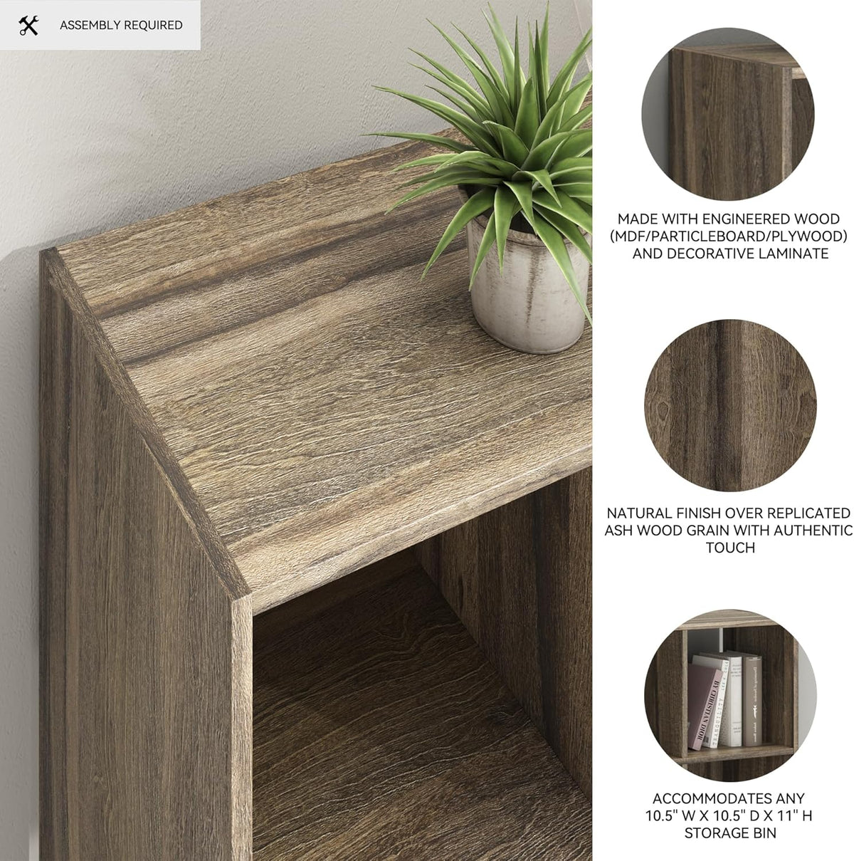 Signature Design by Ashley Shallifer 4 Cube Storage Organizer or Bookcase, Brown