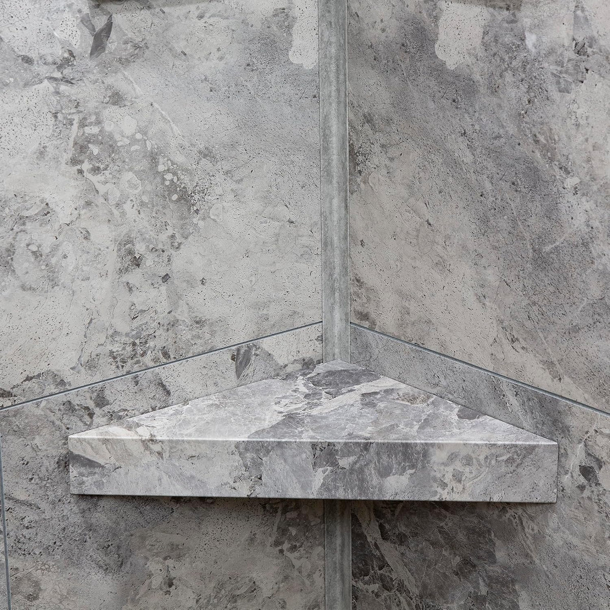 Palisade Vinyl Waterproof Corner Shower Shelf in Silver Lake
