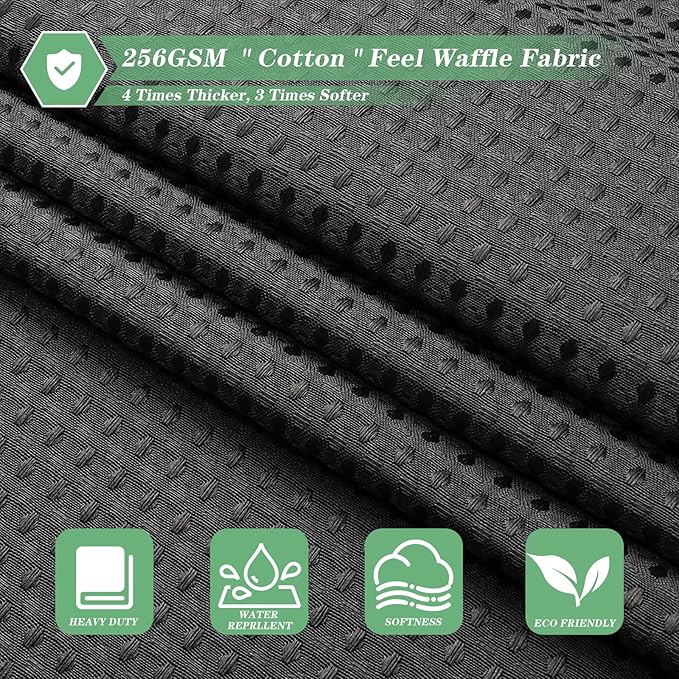 meioro Charcoal Grey Shower Curtain, Waffle Weave 256GSM Heavy Duty Textured Fabric Shower Curtains for Bathroom Hotel Spa, Luxury Weighted Polyester Cloth Bath Curtain Set with 12 Hooks, 72Wx72H