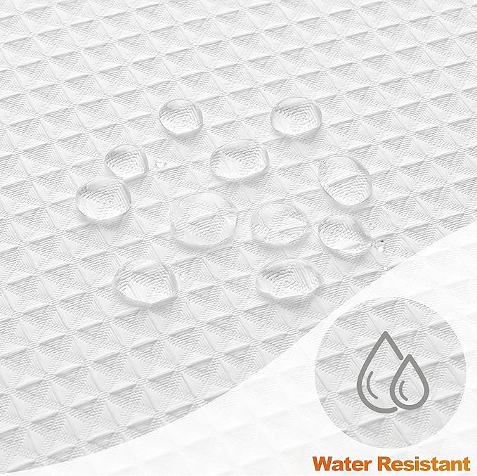 MISS SELECTEX Matt Waffle White Shower Curtain for Bathroom, Waterproof 230 GSM Heavy Duty Durable Fabric Hotel Shower Curtain,Machine Washable Thick Cloth Shower Curtains(60Wx72H, White)