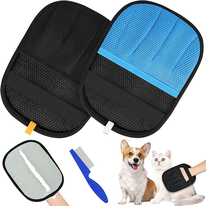 Hysagtek Pet Hair Removal Gloves – Electrostatic Pet Hair Removal Gloves Reusable Five-Finger Cat Dog Fur Remover Grooming Glove Brush Tool for Clothing Couch Funiture Carpet Car Seat