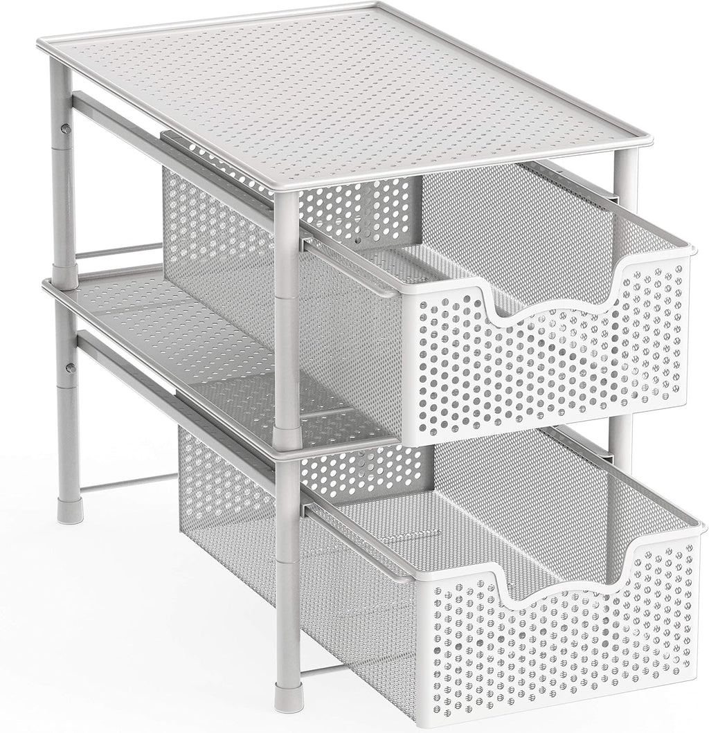 Simple Houseware Stackable Cabinet Basket Drawer Organizer, White