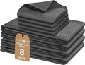 Native Fab Cotton Dish Towel & Dishcloth Set - 8 Piece Pack for Cleaning, Cooking, Baking - Absorbent, Durable, Washable, Quick Drying Towels for Home, Kitchen, BBQ & Everyday Use - Gray