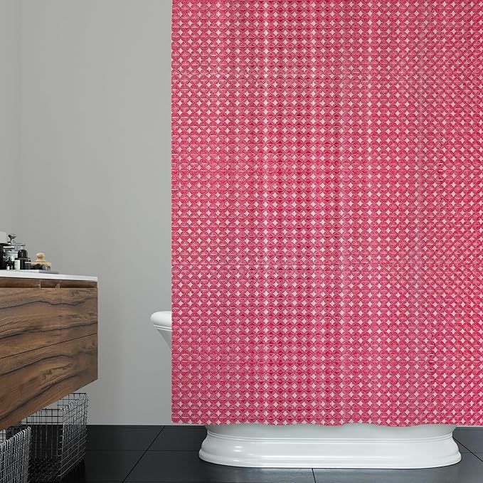 ggaimwf 72x72 Inch Solid Color Shower Curtain for Bathroom Waffle Bath Water Resistant Fabric Curtains Telemagenta Modern Thick Shower Stall Curtain with Metal Hooks