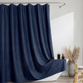 Ebesto Extra Long Navy Blue Shower Curtain 96 Inch Long 1 Piece, Waffle Embossed Textured Fabric Shower Curtain for Bathroom Large Hotel, Water Resistant, Machine Washable, 72Wx96L Inches