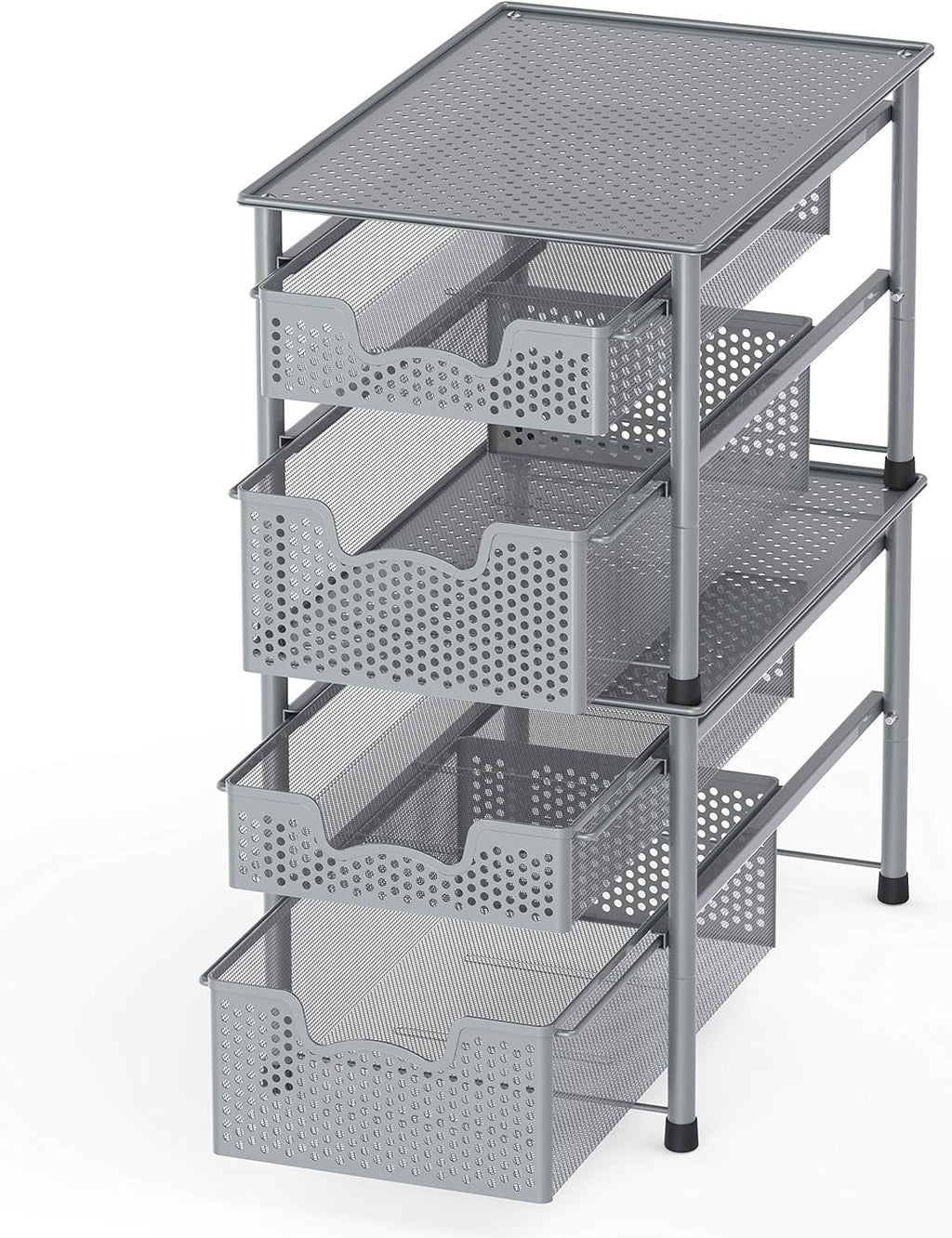 Simple Houseware Stackable 2 Tier Sliding Basket Organizer Drawer, Silver