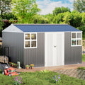 Metal shed 12x10 FT with Floor Kit, Outdoor Storage, Heavy-Duty Garden Sheds with Customizable Skylight & Reinforced Steel Frame, Weatherproof Galvanized Tool Tiny House for Backyard, Patio, and Lawn