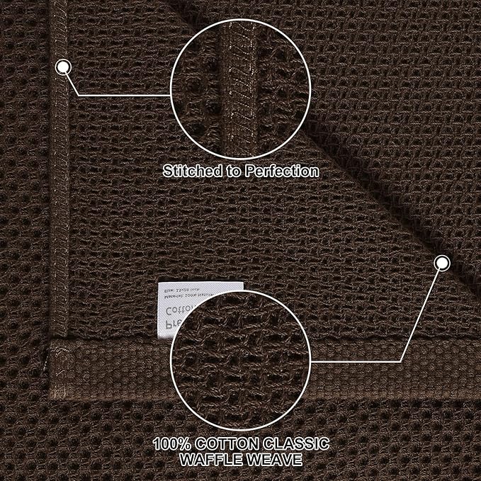 Homaxy 100% Cotton Kitchen Towels and Dishcloths Set, 12 x 12 Inches and 13 x 28 Inches, Set of 8 Bulk Kitchen Towels Set, Ultra Soft Absorbent Dish Cloths for Washing Dishes, Dark Brown