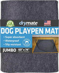 Drymate Jumbo Dog Playpen Mat (60x74), Super Absorbent, Waterproof, Slip-Resistant, Machine Washable, Reusable Puppy Pad for Training, Whelping, Housebreaking, Incontinence, Crate, Kennel (USA Made)